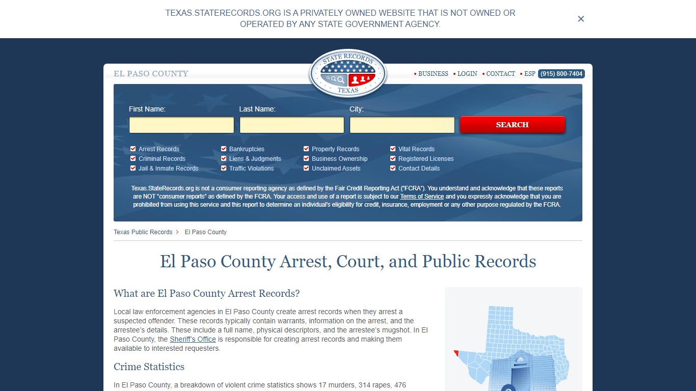 El Paso County Arrest, Court, and Public Records